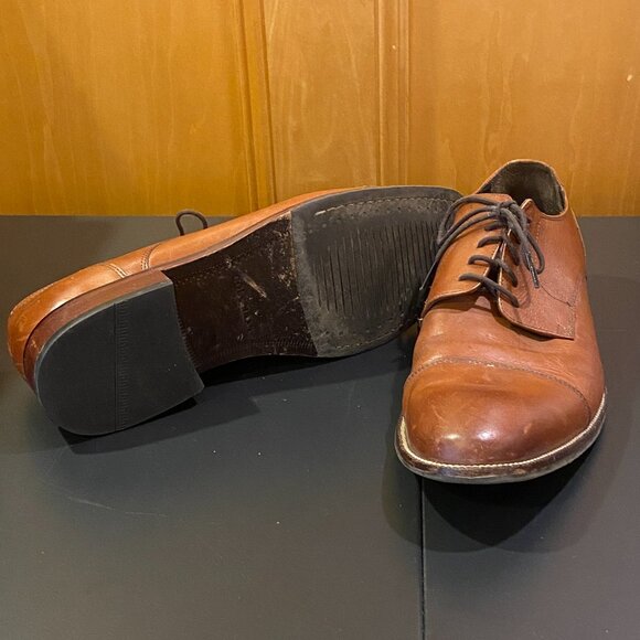 Cap Toe Derby Dress Shoes in British Tan - Picture 5 of 6